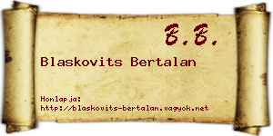 Blaskovits Bertalan névjegykártya